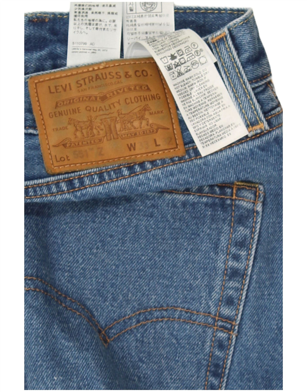 Levi's Uomo 551 Jeans dritti W33 L32 Cotone Blu
