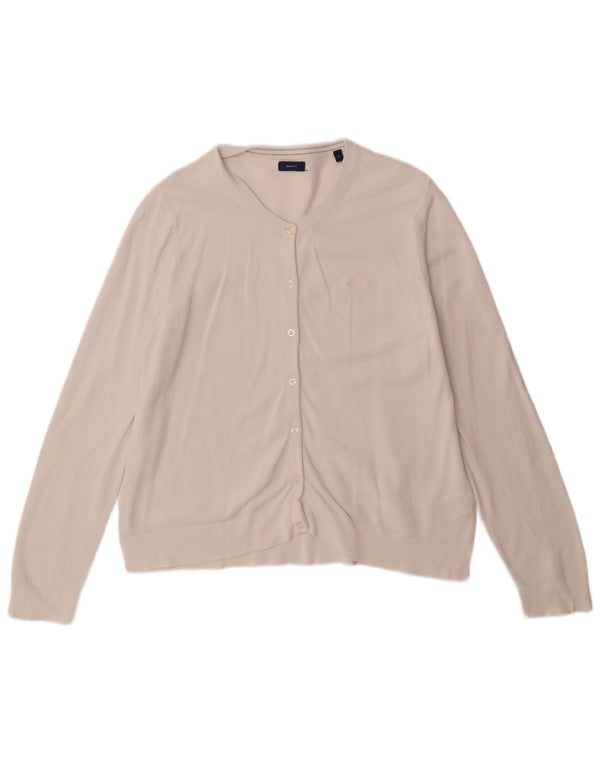 Maglione cardigan da donna Gant UK 16 grande cotone bianco sporco