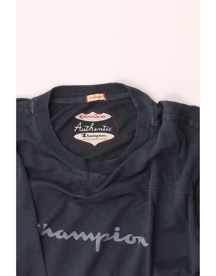 CHAMPION Mens Authentic Graphic Sweatshirt Jumper XL Navy Blue Cotton Vintage Champion and Second-Hand Champion from Messina Hembry 