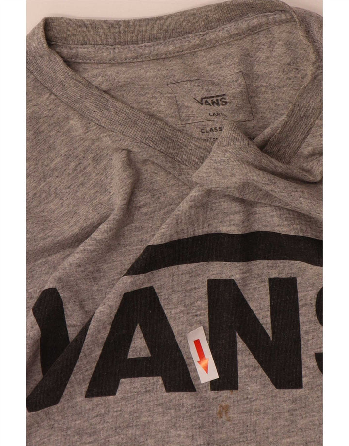 Vans Maglietta da uomo con vestibilità classica, grafica, manica lunga, grande, cotone chiazzato grigio