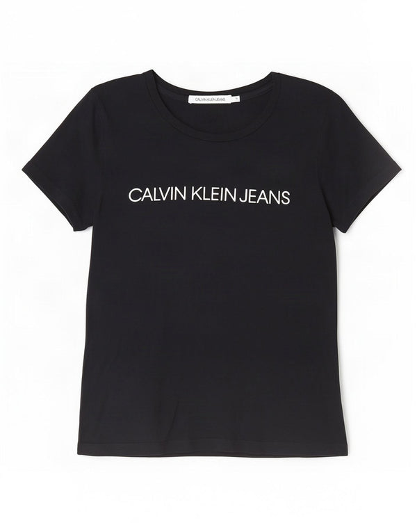 Maglietta grafica da donna Calvin Klein Jeans Top UK 12 cotone medio blu navy