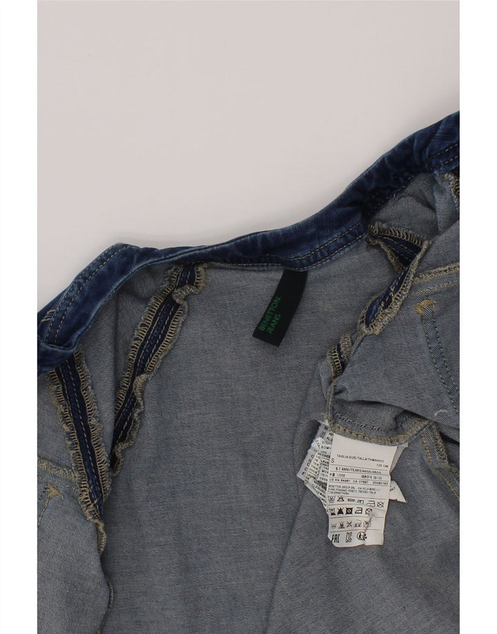 Giubbotto Jeans Bambina Benetton 6-7 Anni Small Blu Cotone
