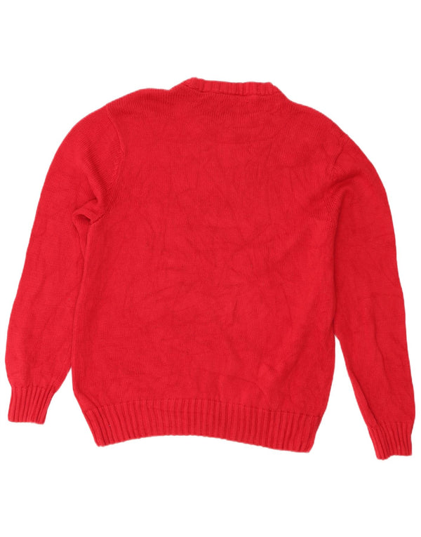 Chaps Uomo Maglione Girocollo Maglione Grande Cotone Rosso