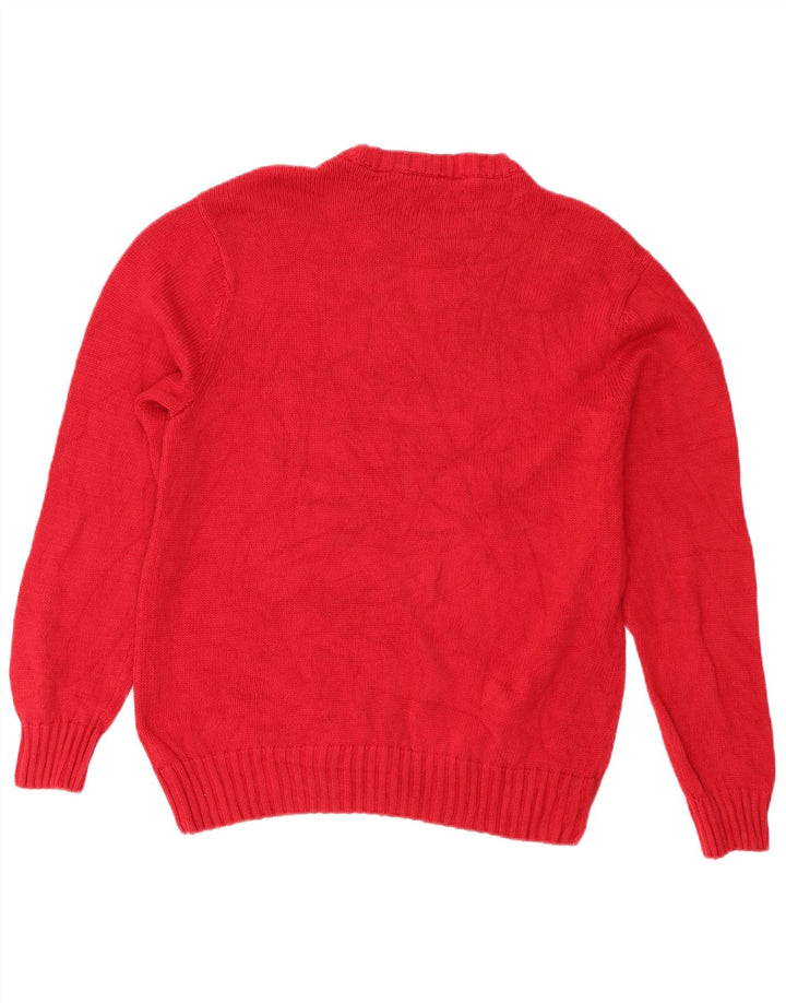 Chaps Uomo Maglione Girocollo Maglione Grande Cotone Rosso