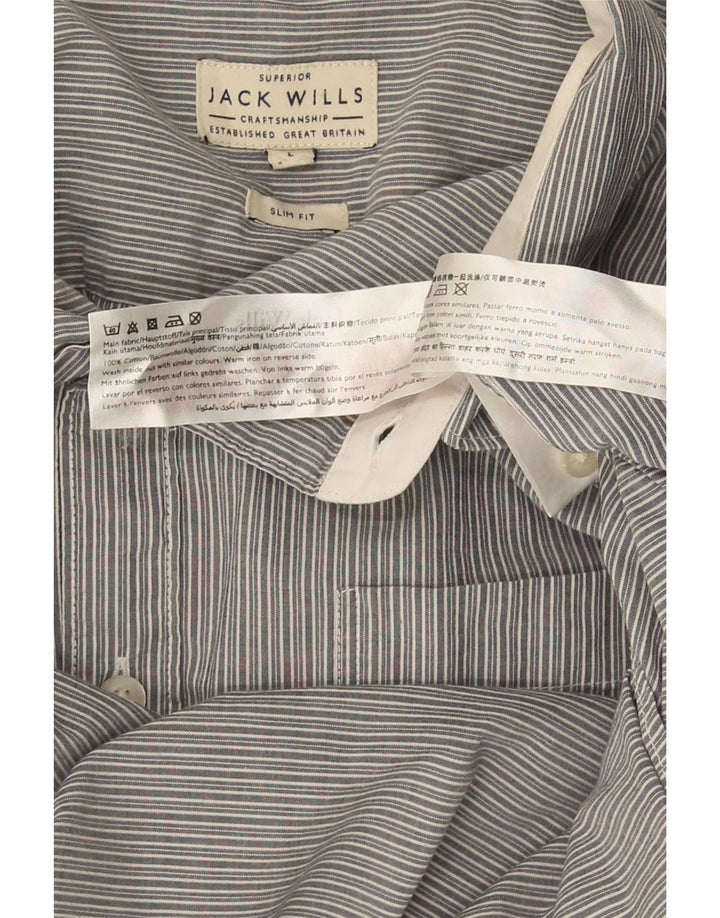Camicia slim fit da uomo Jack Wills, cotone gessato grigio grande