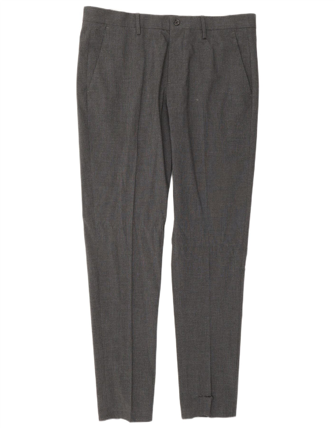 Pantaloni chino slim da uomo Zara EU 42 Large W32 L32 lana a quadri grigi