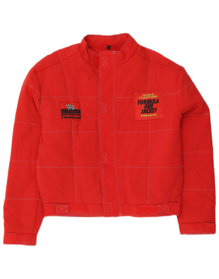Giacca da corsa grafica da uomo Parmalat Formula Uno UK 36 piccola in nylon rosso