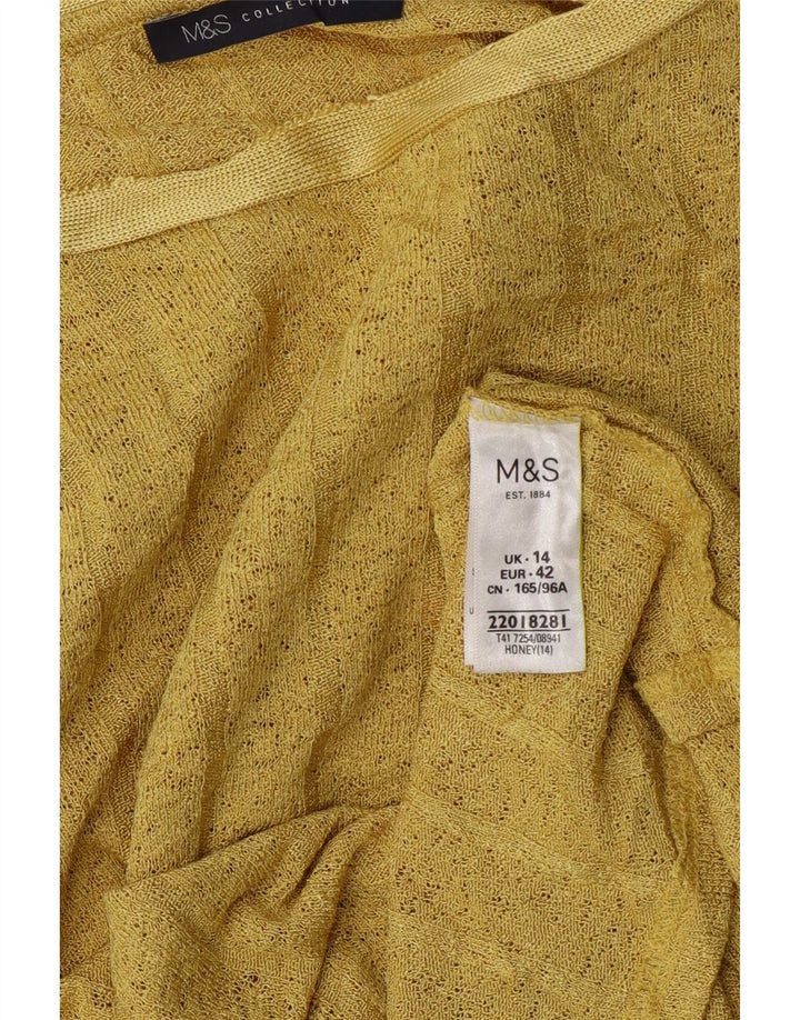 Marks & Spencer Top da donna a maniche lunghe UK 14 Large Giallo Poliestere