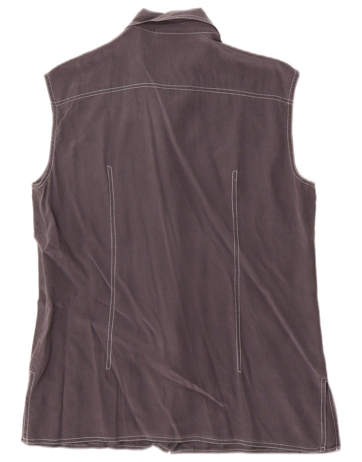 Camicetta camicia senza maniche vintage da donna IT 44 Seta grigio medio