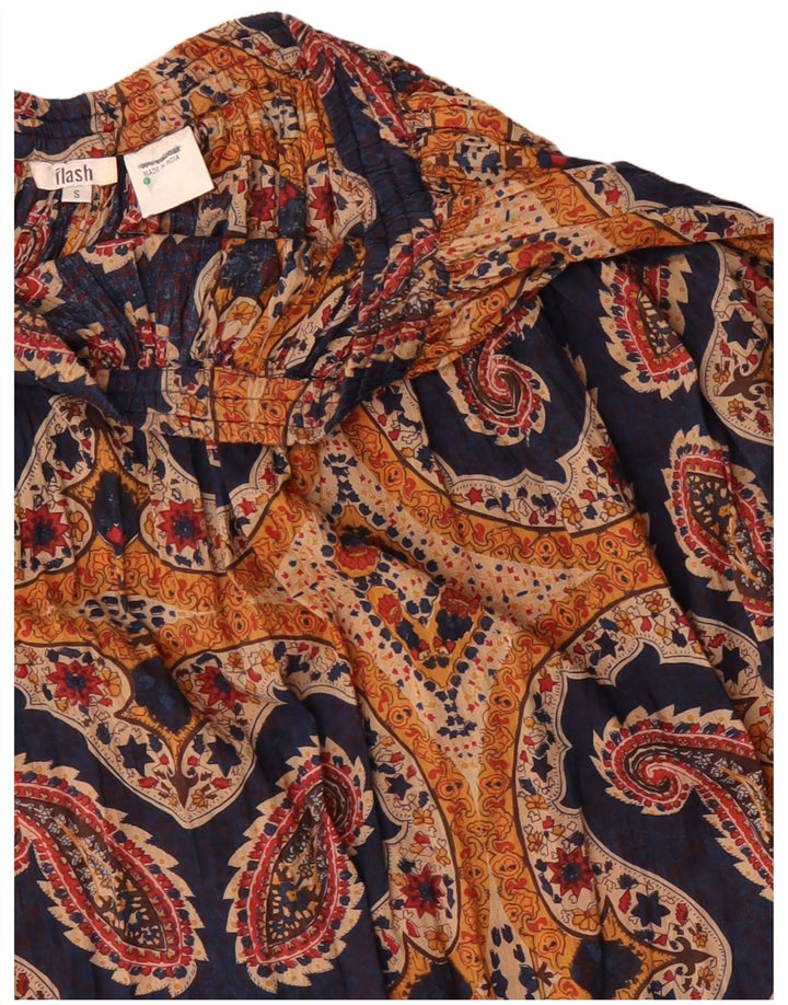 Gonna a pieghe da donna Flash piccola W27 viscosa Paisley blu navy