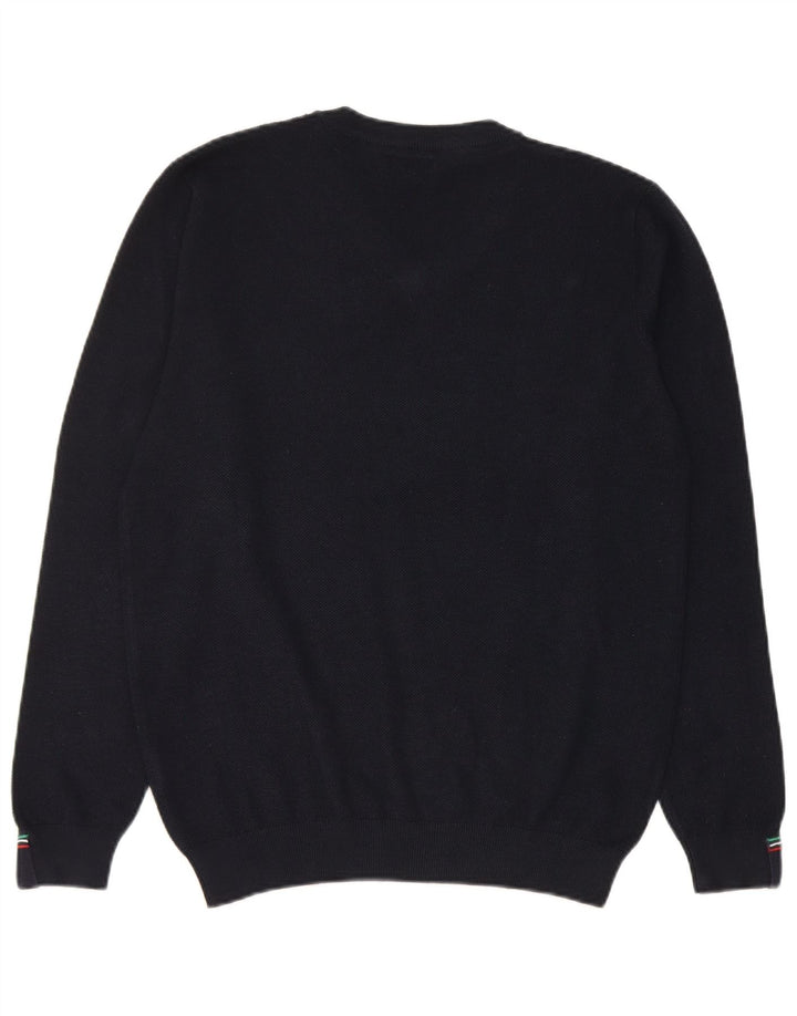 Maglione da uomo con scollo a V Avirex in viscosa media blu navy