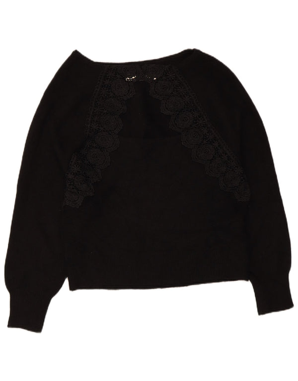 Maglione maglione con scollo a barca da donna Oasis UK 16 grande viscosa nera