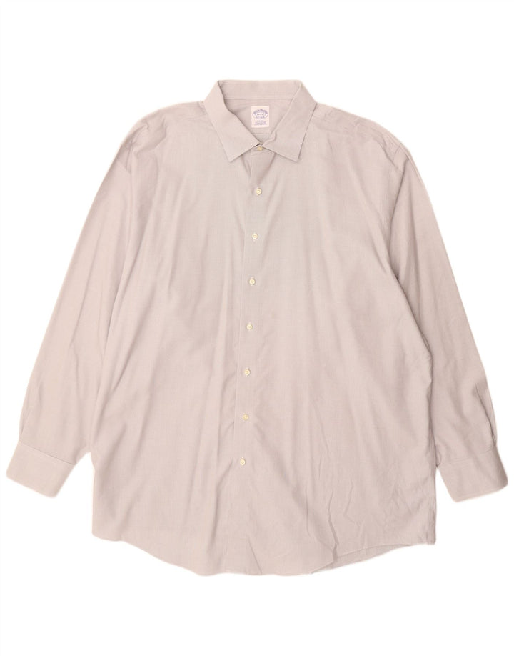 Camicia da uomo Brooks Brothers taglia 18 1/2 2XL cotone grigio