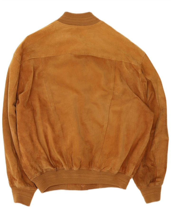 Giubbotto bomber vintage in pelle scamosciata da uomo IT 54 2XL in pelle marrone