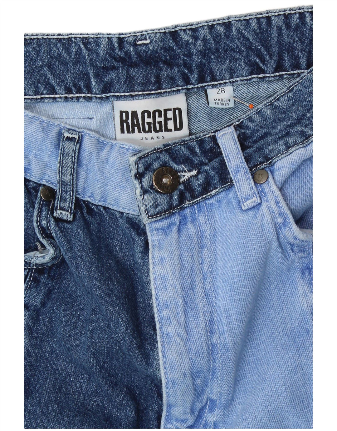 Jeans dritti da donna VINTAGE W28 L28 blu patchwork in cotone retrò