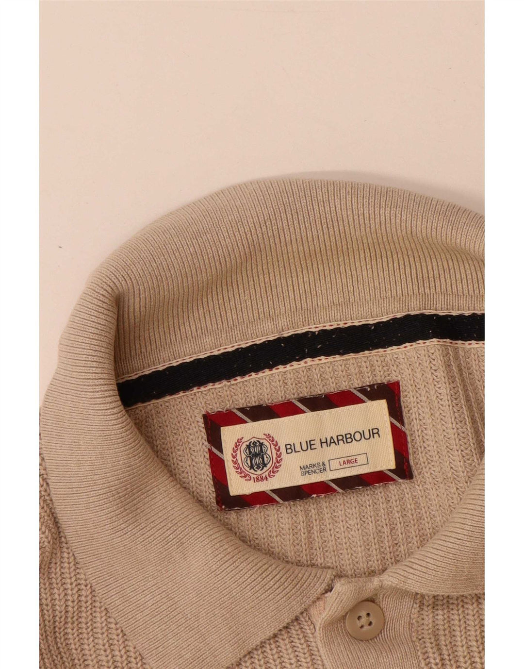 Marks & Spencer maglione da uomo con collo a polo blu Harbour grande beige