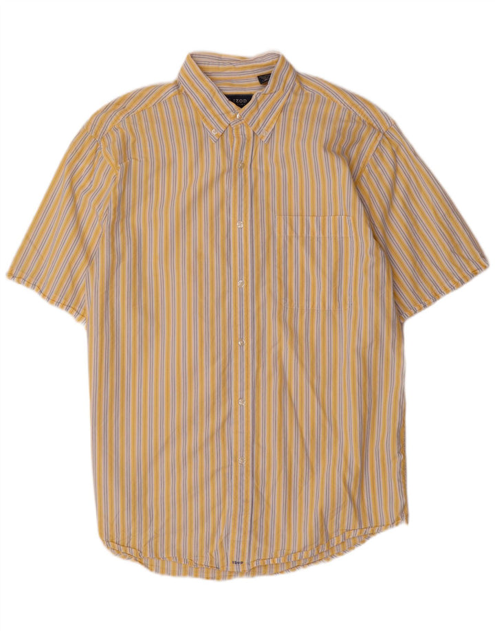 Camicia a maniche corte da uomo IZOD in cotone gessato giallo medio