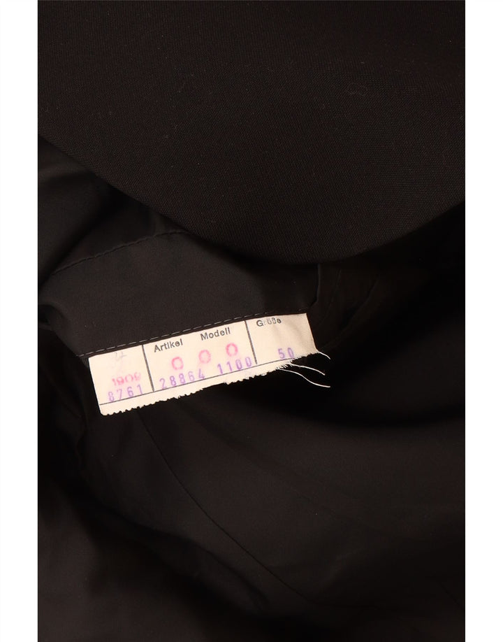 Giacca blazer vintage da uomo a 1 bottone EU 50 grande lana nuova nera