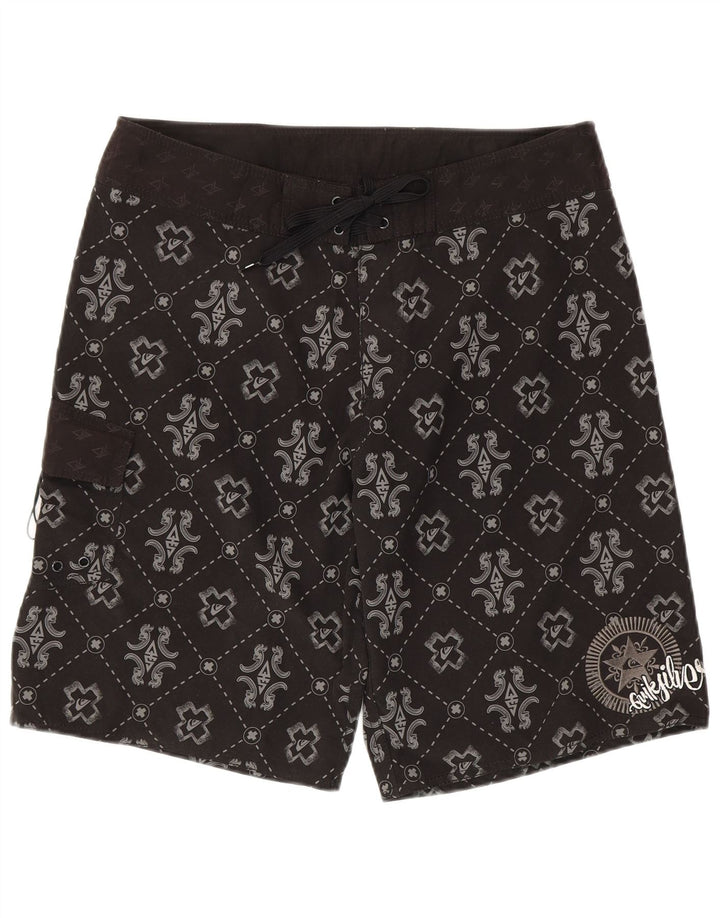 Pantaloncini da bagno grafici da uomo Quiksilver grandi in poliestere geometrico nero