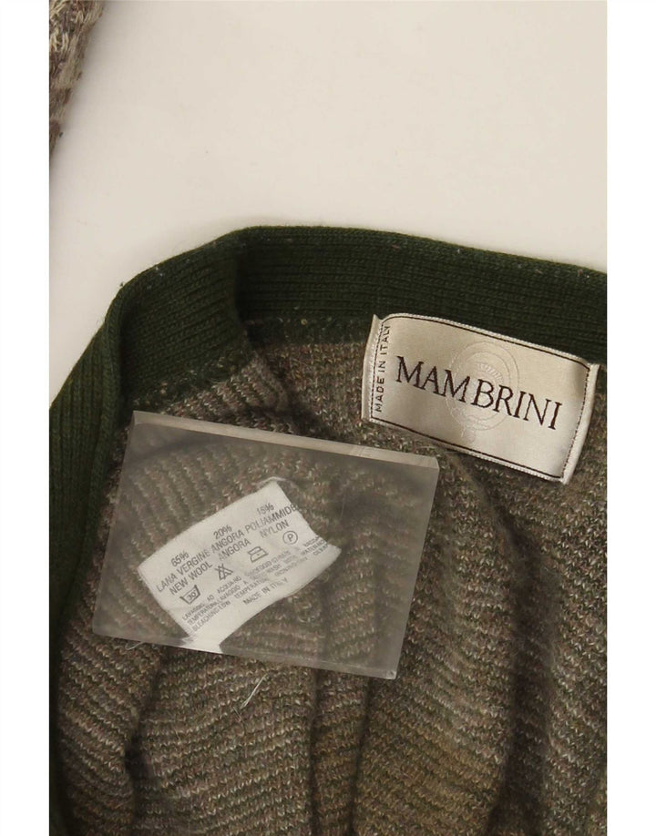 Maglione cardigan da uomo vintage in lana geometrica verde grande