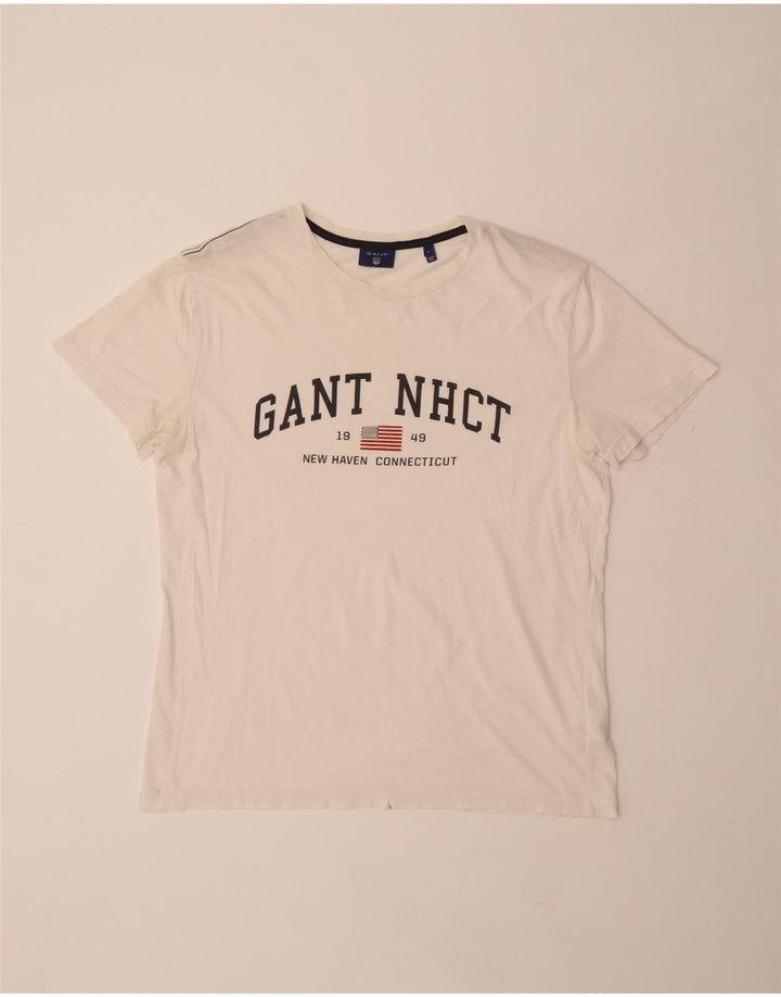 GANT T-shirt grafica da uomo grande in cotone bianco