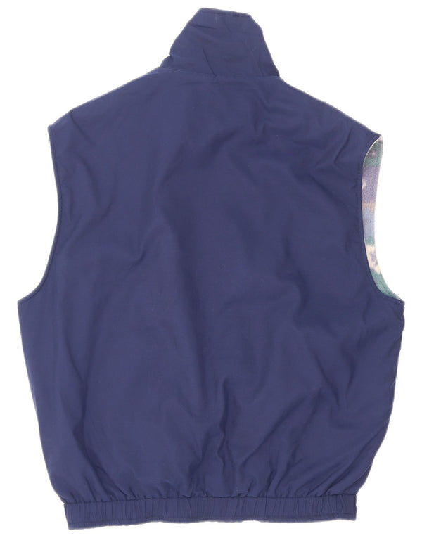 Gilet vintage in pile reversibile da uomo UK 42 XL blu