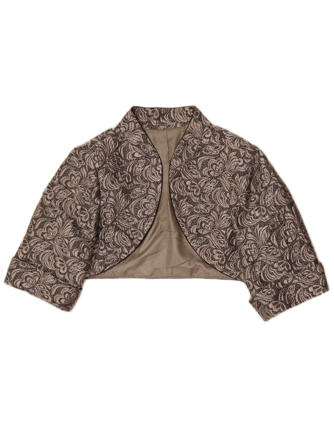 Giacca Bolero vintage da donna UK 18 XL Poliestere floreale grigio