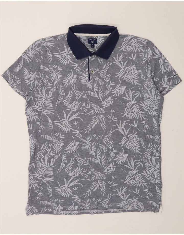 GANT Mens Abstract Pattern Polo Shirt XL Grey Vintage Gant and Second-Hand Gant from Messina Hembry 