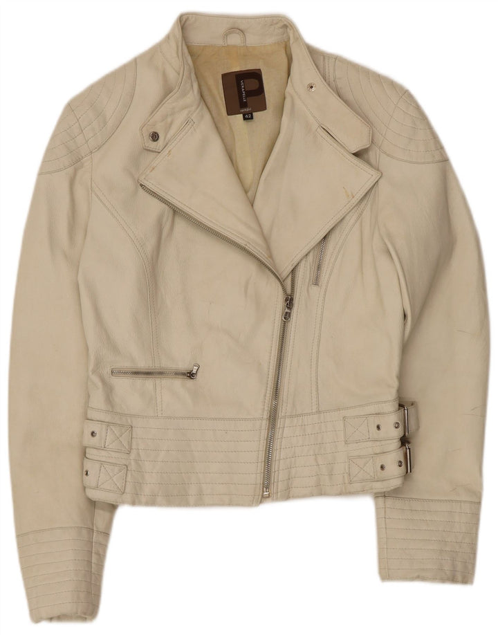 Giacca da motociclista in pelle da donna Conbipel taglia 42 piccola in pelle bianco sporco