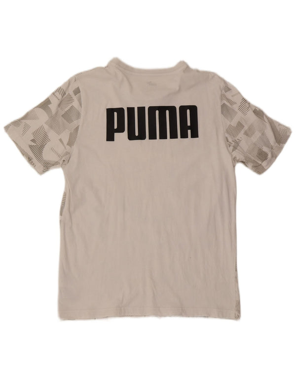 T-shirt grafica da uomo Puma Top in cotone geometrico bianco medio