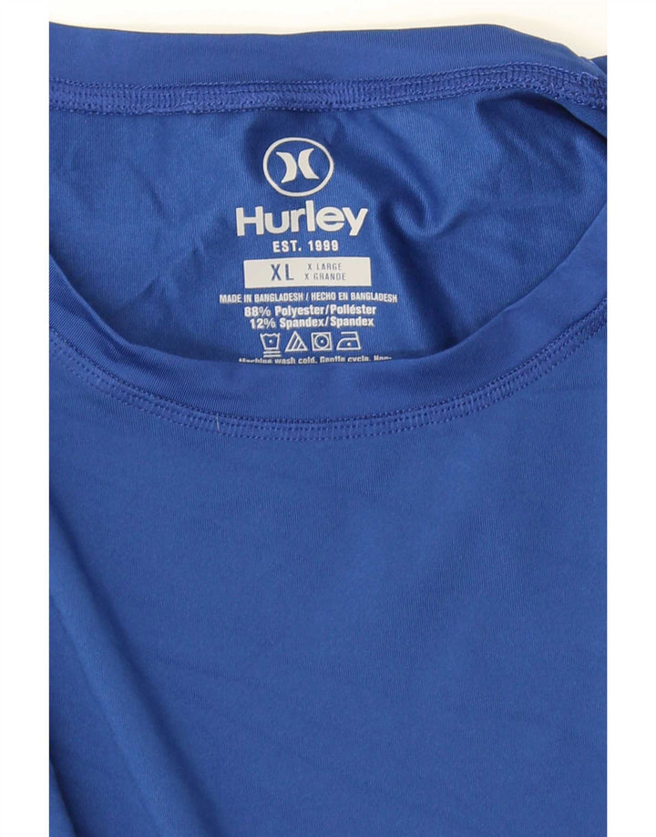 Maglietta grafica da uomo Hurley a maniche lunghe XL in poliestere blu