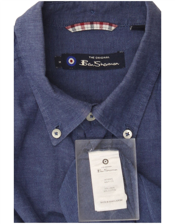 Camicia da uomo BEN SHERMAN Lino medio blu navy
