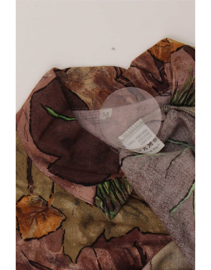 Camicia vintage da donna UK 14 Viscosa floreale multicolore media
