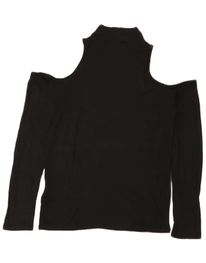 Top da donna con spalle scoperte Lipsy, camicetta UK 12, viscosa nera media