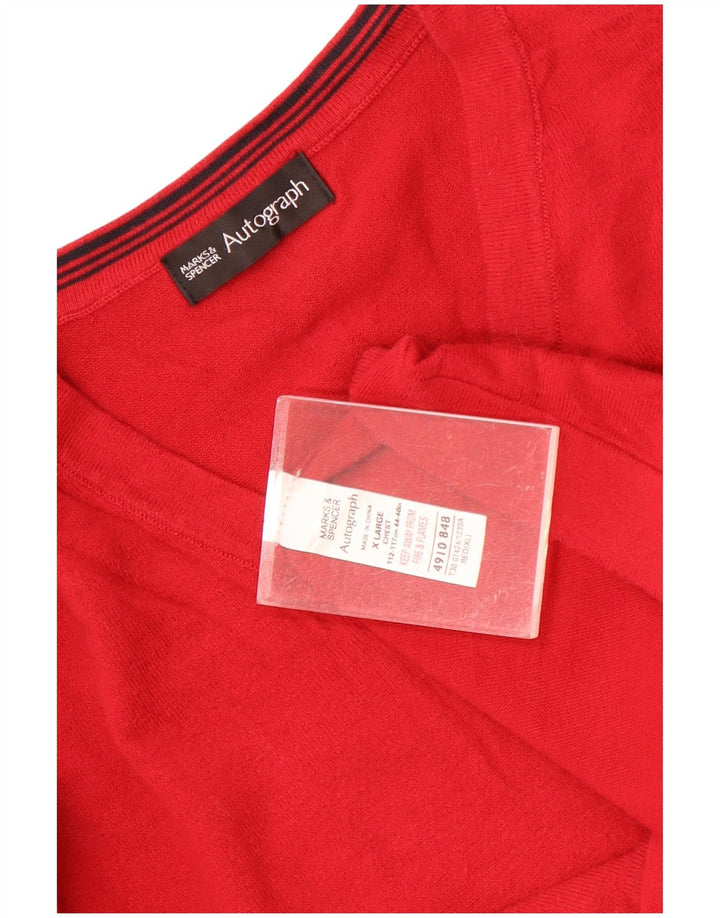 Maglione da uomo con scollo a V autografo Marks & Spencer XL in cotone rosso