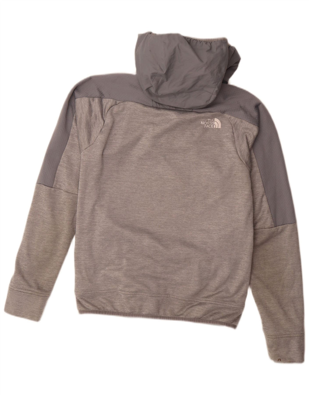 Felpa con cappuccio da uomo The North Face con zip e collo, piccola, in poliestere color block grigio