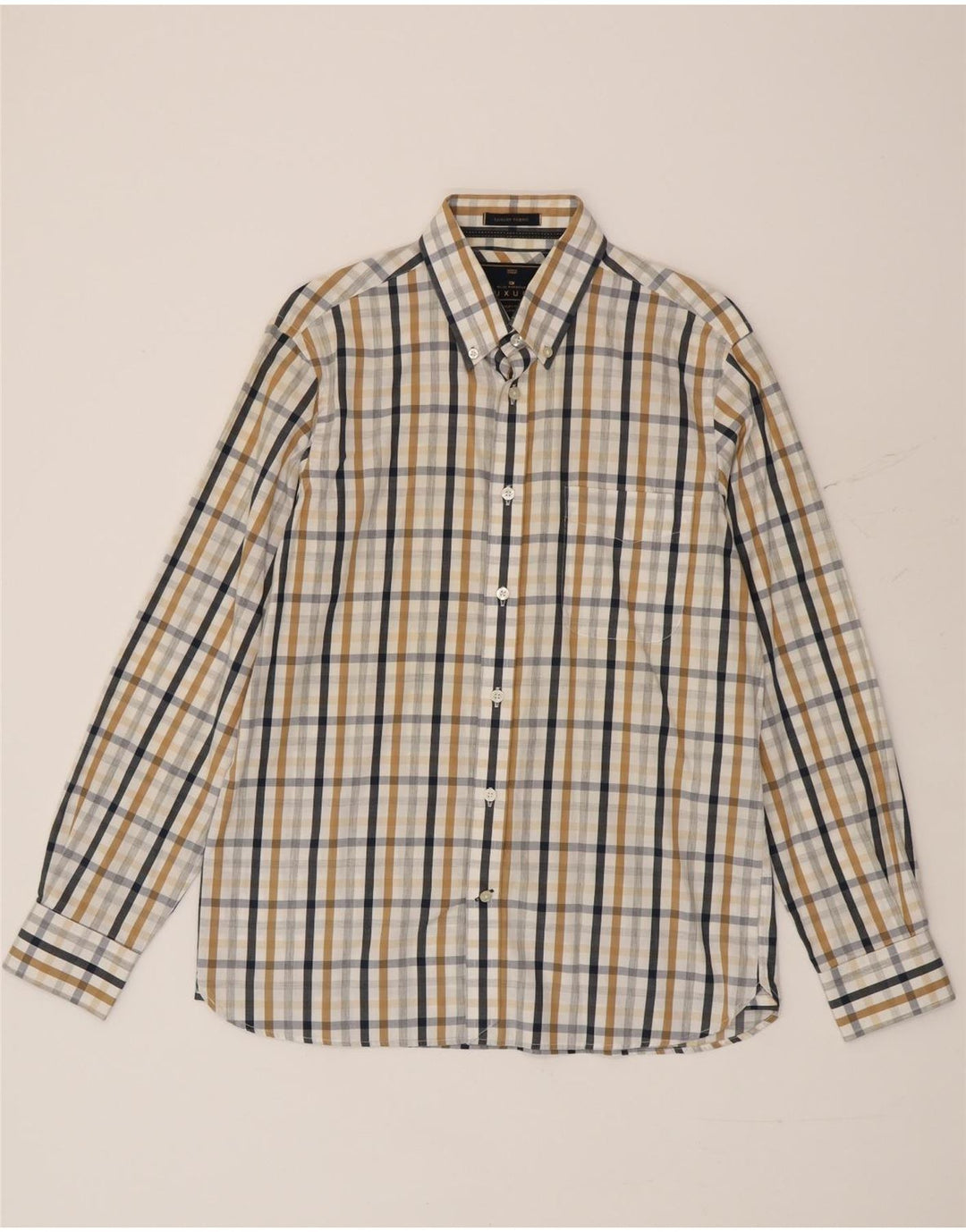 Camicia da uomo Marks & Spencer blu Harbour in cotone a quadretti multicolore medio