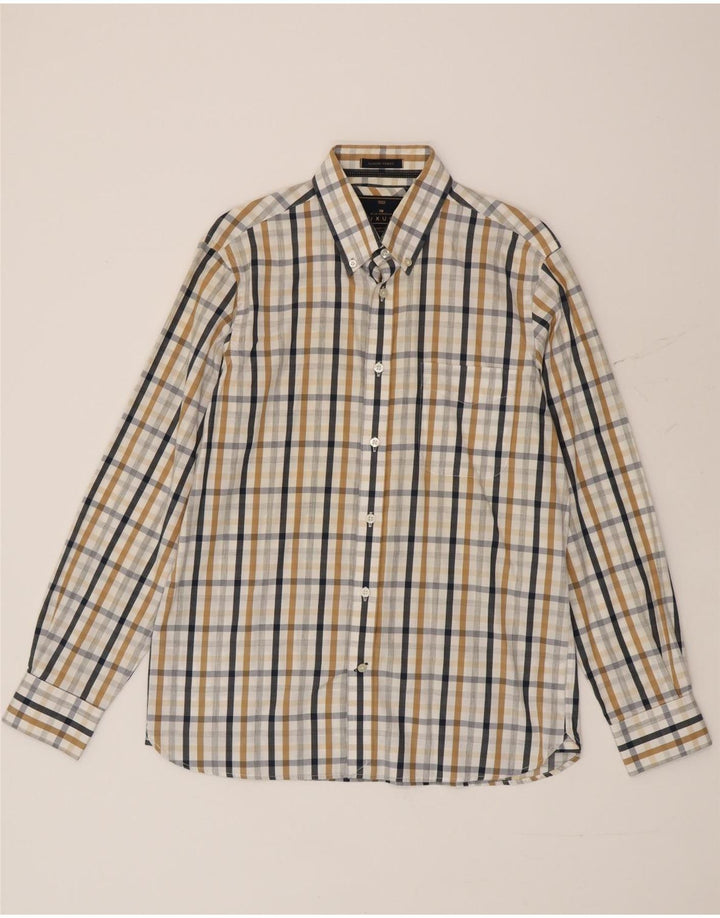 Camicia da uomo Marks & Spencer blu Harbour in cotone a quadretti multicolore medio
