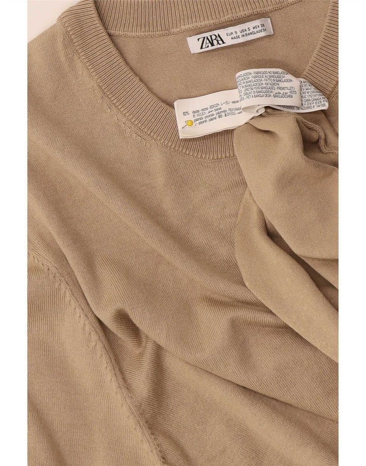 T-shirt Zara da uomo Top Small in viscosa beige