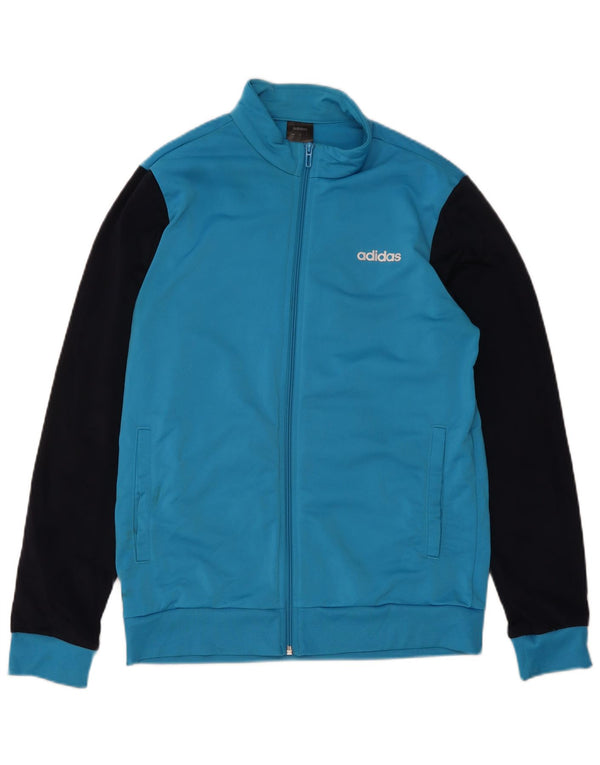 Giacca da ginnastica grafica da uomo Adidas Top Giacca in poliestere color block blu medio
