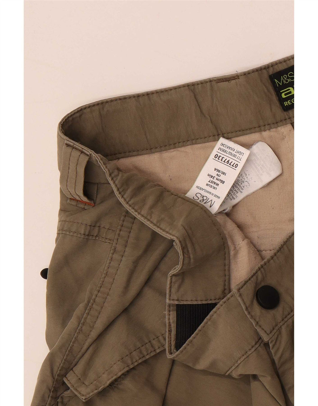 Pantaloncini cargo da uomo Marks & Spencer W34 grandi cotone kaki