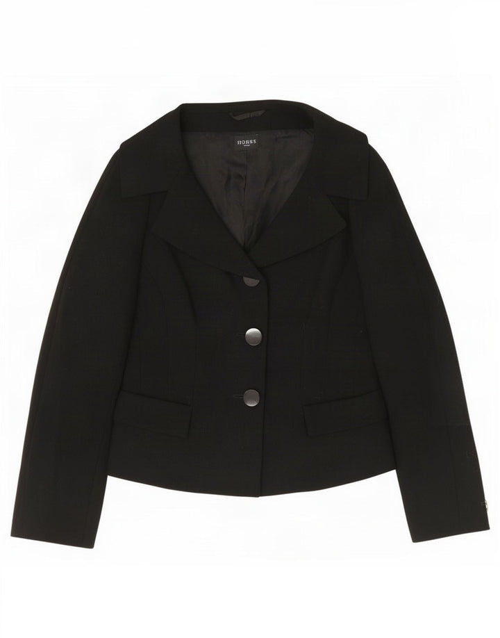 Giacca blazer a 3 bottoni corta da donna Hobbs UK 10 piccola in lana nera