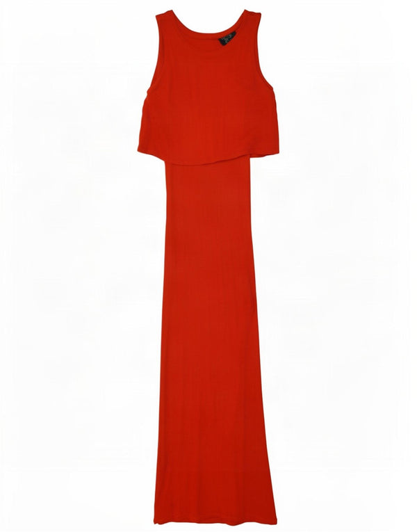 Topshop Abito lungo senza maniche da donna UK 8 piccolo rosso