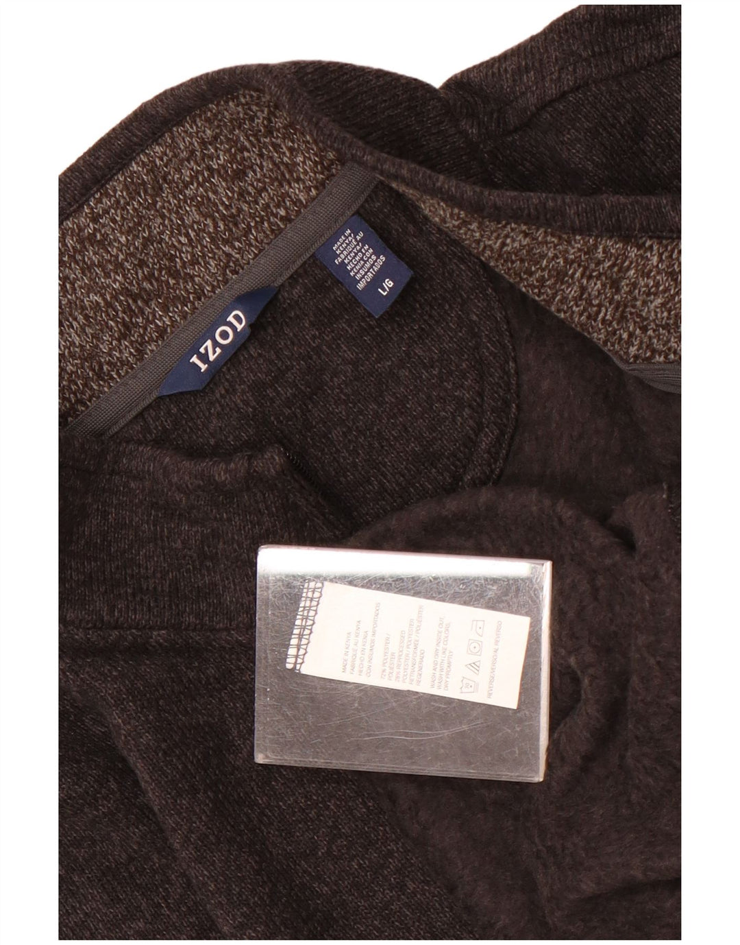 Maglione da uomo con collo con zip Izod, grande poliestere grigio