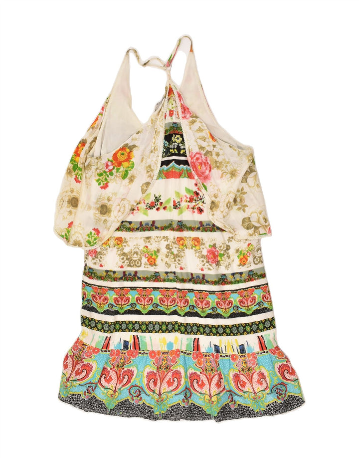 DESIGUAL Womens Sundress EU 42 Large Beige Floral Viscose | Vintage Desigual | Thrift | Second-Hand Desigual | Used Clothing | Messina Hembry 