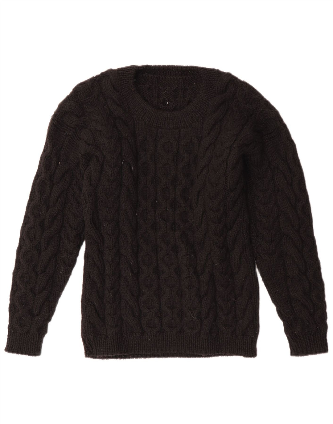 Maglione maglione girocollo da donna VINTAGE UK 12 medio nero