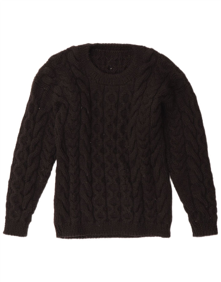 Maglione maglione girocollo da donna VINTAGE UK 12 medio nero