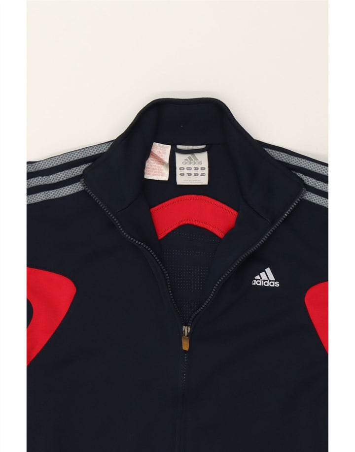 ADIDAS Boys Tracksuit Top Jacket 11-12 Years Navy Blue Colourblock Vintage Adidas and Second-Hand Adidas from Messina Hembry 