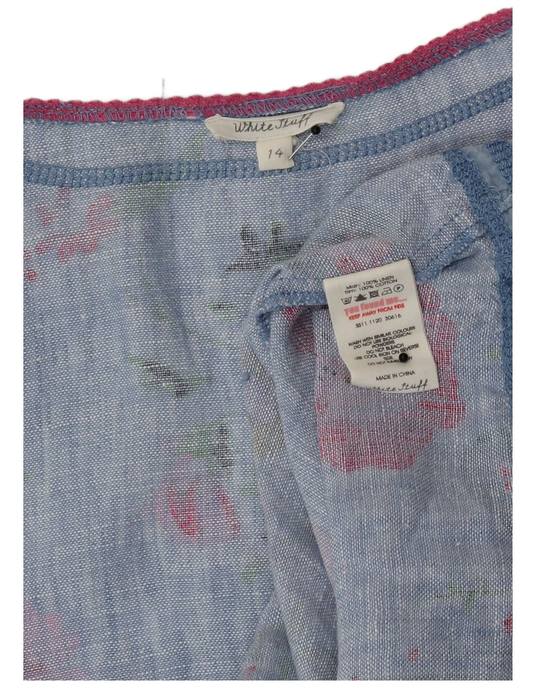 Abito a trapezio da donna di White Stuff UK 14 Lino floreale blu medio