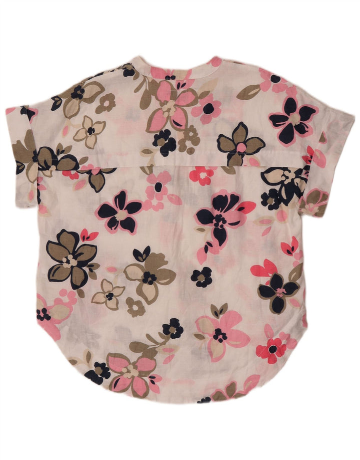 Camicetta oversize da donna Marks & Spencer Top UK 12 Lino floreale bianco medio